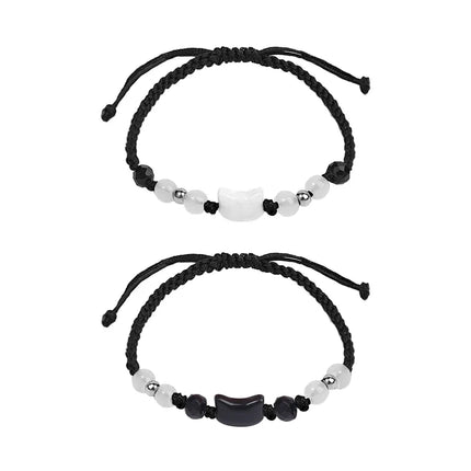 Moonstone Obsidian Couple Bracelets CN Zhejiang Minimalist by zapcart