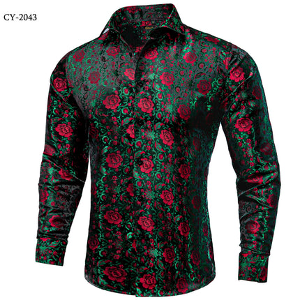 HenanChoice Mens Jacquard Paisley Shirt Long Sleeve Luxury by zapcart