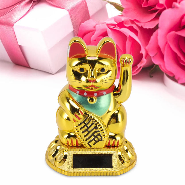 Qiilu Solar Fortune Cat Ornament With Waving Arm Home Decor by zapcart