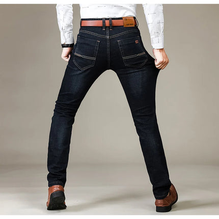 Brother Wang Mens Autumn Classic Fitted Stretch Jeans by zapcart