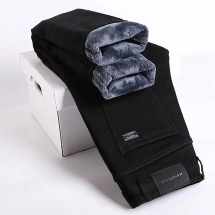 NeverfunctionCN Warm Winter Jeans Men Slim Straight Denim by zapcart
