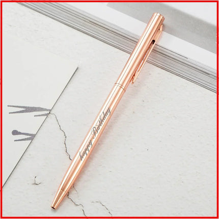 20-200 Pens Metal Ballpoint Pens Rose Gold Free Custom Logo Advertising Lettering Engraved Name School Office Supplies Gifts by zapcart