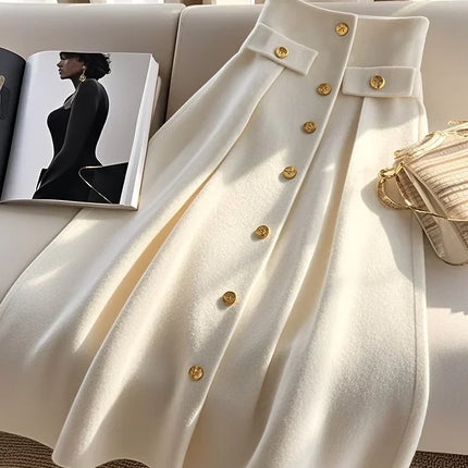 Elegant High Waist Slimming A Line Skirt Women Fashion by zapcart