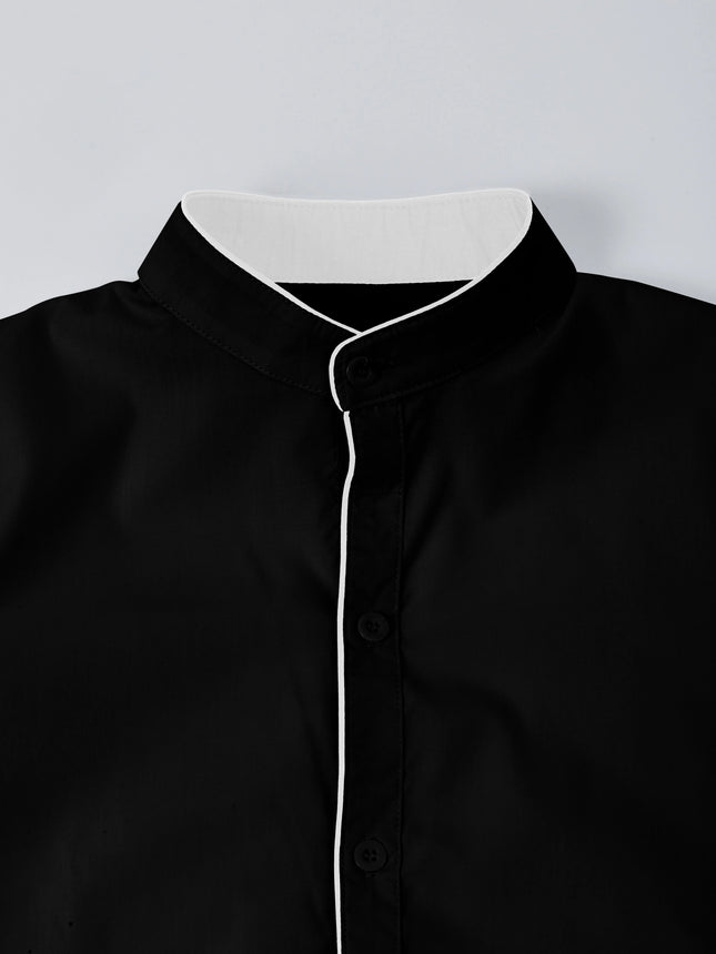 Anhui CN Men Slim Fit Long Sleeve Shirt Stand Collar by zapcart