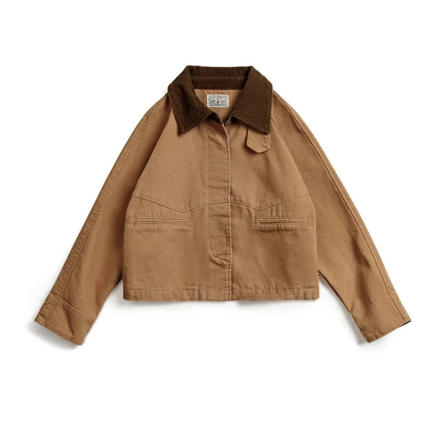Maden Retro Khaki Corduroy Collar Jacket For Women Warmth by zapcart