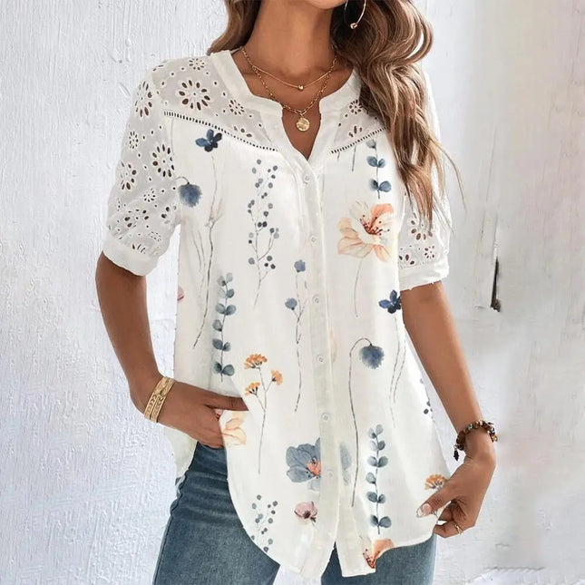 Temperament Casual Lace Shirt For Women Effortless Loose Fit by zapcart