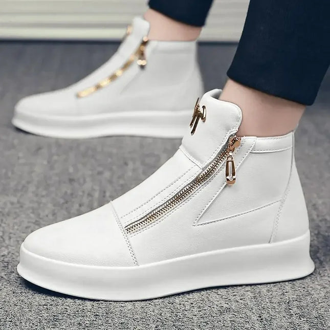 Yeae Men High Top Platform Sneakers Zipper Breathable Shoes by zapcart