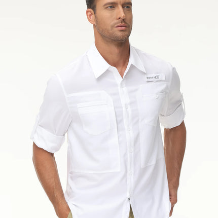 Men UPF 50 Fishing Shirt Back Mesh Sun Protection Casual by zapcart