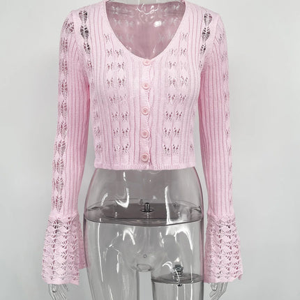 Taruxy Hollow Knitted Cardigan Womens Lightweight Layer by zapcart