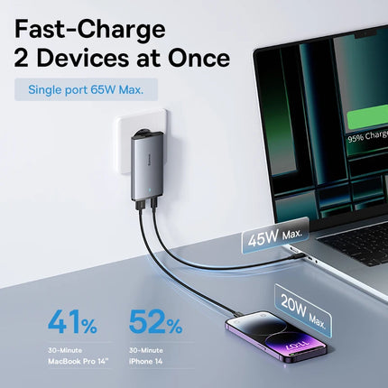 Baseus 65W GaN Charger USB C PD Fast Charge Travel by zapcart