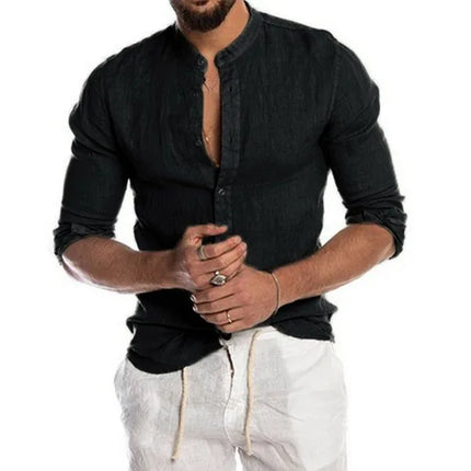 Ayrbao Mens Long Sleeve Solid V Neck Shirt Casual Everyday by zapcart