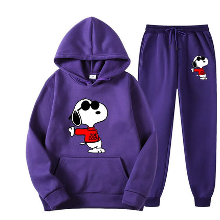 MINISOCN Snoopy Cartoon Hoodie Sweatpants Set For Men by zapcart