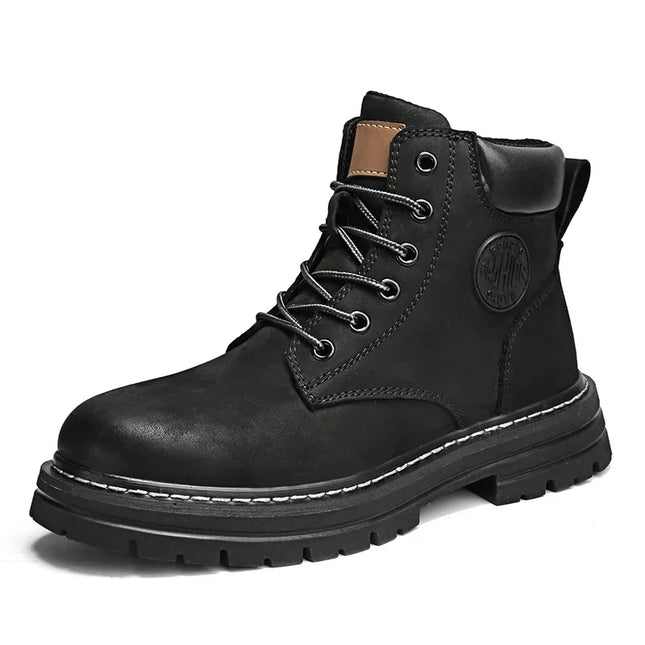 FujianChoice Men High Top Leather Boots Non Slip Outdoor by zapcart