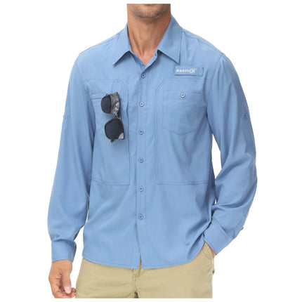 Men UPF 50 Fishing Shirt Back Mesh Sun Protection Casual by zapcart