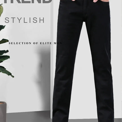 Tsingyi Men Jeans Vintage Black Straight Stretch Comfort by zapcart
