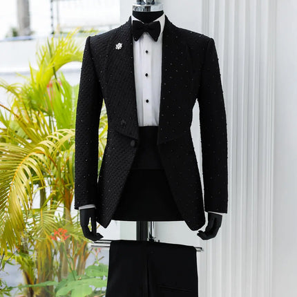 LC TJWORIDCN Floral Jacquard Mens Two Piece Slim Tuxedo by zapcart