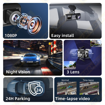 GrandNavi 3 Channel Dash Cam With WiFi App For Cars by zapcart