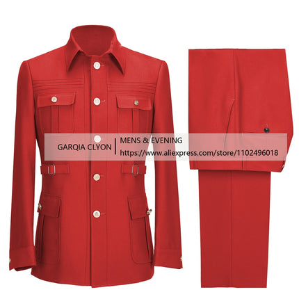 CN Jiangsu Men Suits 2 Piece Slim Fit Blazer Pants Business by zapcart
