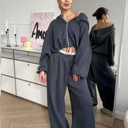 Kalenmos Women Two Piece Sets Warm Cozy Y2K Streetwear by zapcart