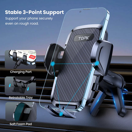 TOPK Car Phone Holder Gravity Clamp For All Phones Pro by zapcart