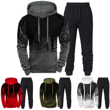 Men Camouflage 3D Print Tracksuit Set Hoodie Pants Winter by zapcart
