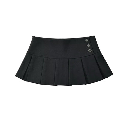 YENKYE American Retro Pleated Mini Skirt Women Low Waist by zapcart