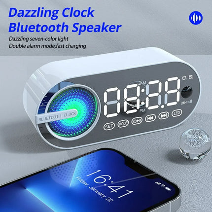 XMSJ Wireless Bluetooth Speaker Alarm Clock RGB Mirror Home