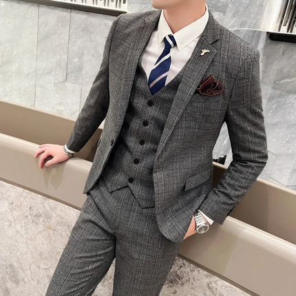Mens Slim Fit Three Piece Suit CN Sichuan Wedding Ready by zapcart