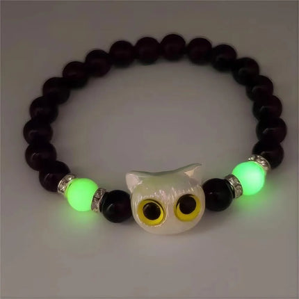 Couples Matching Glow In The Dark Cat Head Bracelets by zapcart