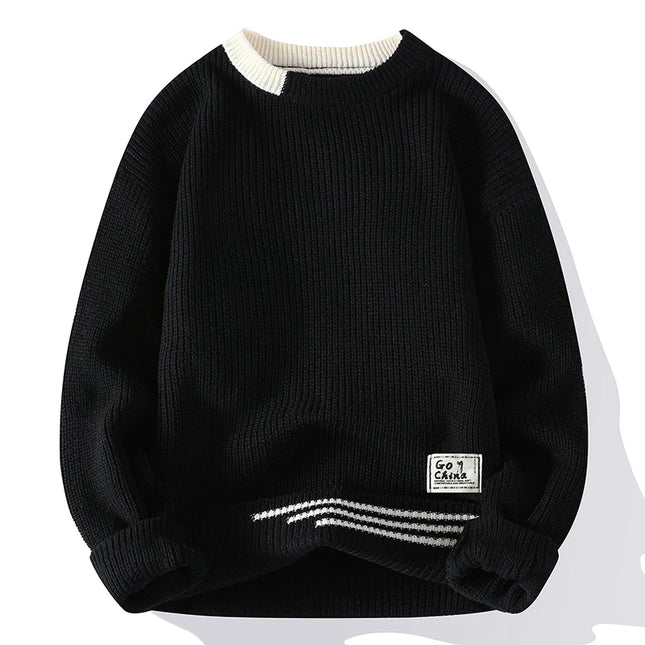 CN Jiangsu Mens Vintage Twist Sweater Harajuku Round Neck by zapcart