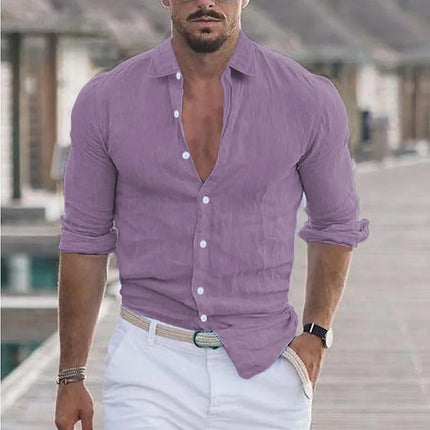 CN Jiangxi Mens Cotton Linen Shirt Loose Fit Breathable by zapcart