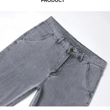Brother Wang Men Lyocell Jeans Soft Drape Loose Straight by zapcart