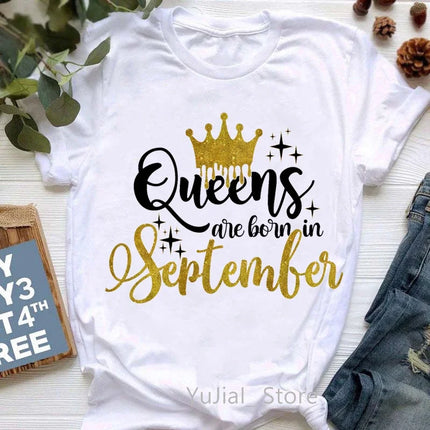 Queen Are Born In January To December Bold Graphic Tee Women by zapcart