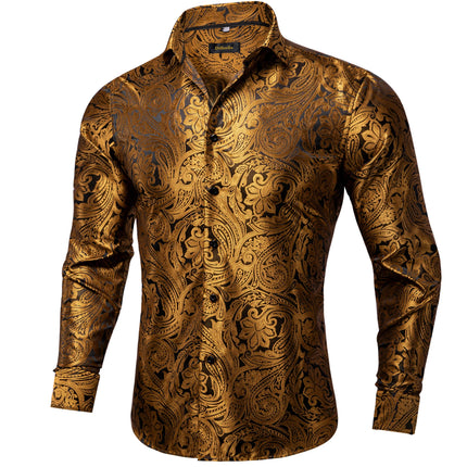 HenanChoice Mens Jacquard Paisley Shirt Long Sleeve Luxury by zapcart