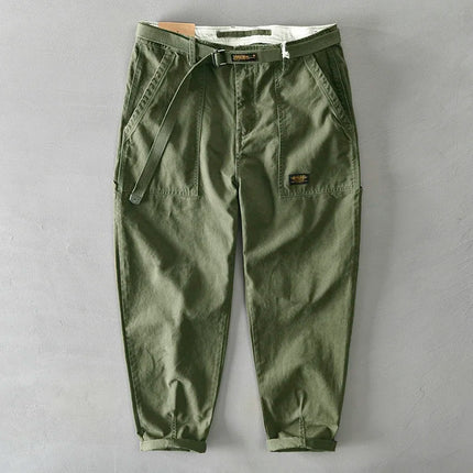 HiQORC Mens Cotton Cargo Pants Casual Loose Fit Khaki by zapcart