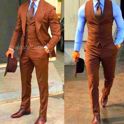 CN Zhejiang Men Three Piece Skinny Fit Wedding Suit by zapcart