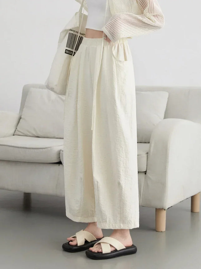 Chic Ven White High Waisted Pleated Wide Leg Pants by zapcart