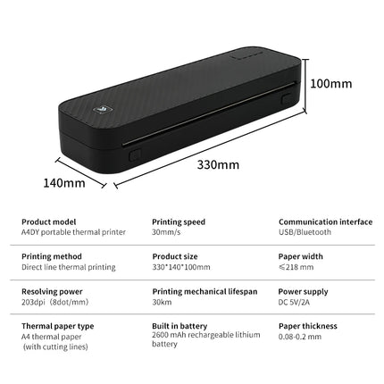 HZTZ Inkless Portable A4 Bluetooth Thermal Printer For Home by zapcart