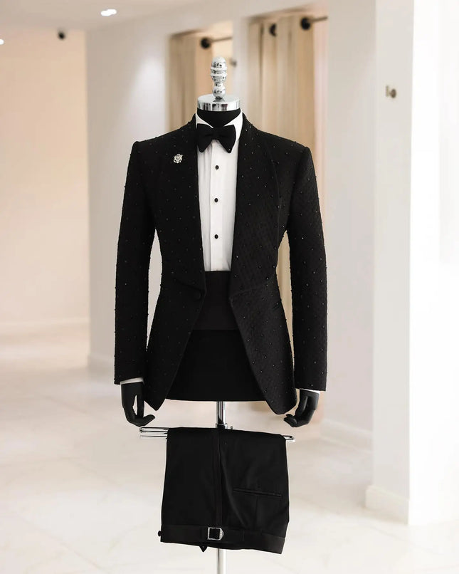 LC TJWORIDCN Floral Jacquard Mens Two Piece Slim Tuxedo by zapcart