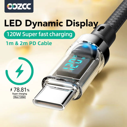 OOZCC LCD Watt Display Cable 120W Fast Charge for iPhone