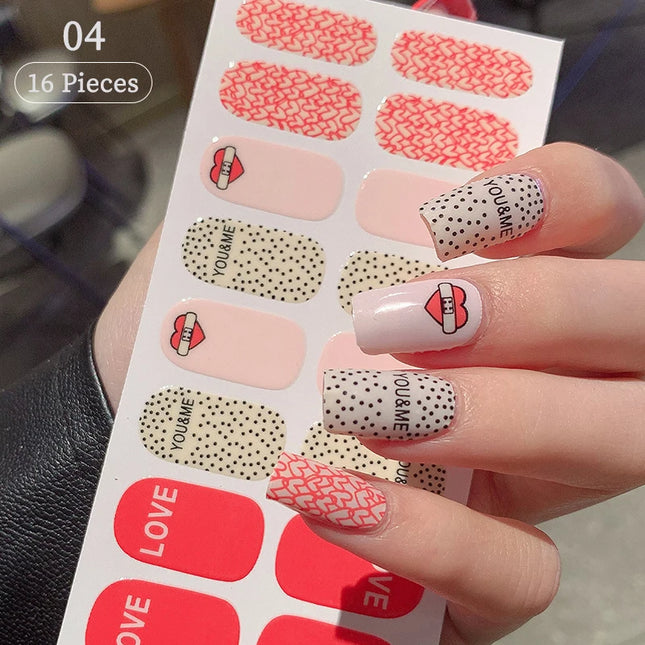 Pink Glitter Nail Stickers Full Cover Diy Manicure Deluxe by zapcart