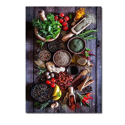 Kitchen Wall Art Herbs Spices Canvas Painting Nordic Decor by zapcart