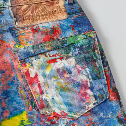 Graffiti Baggy Jeans Men Distressed Rainbow Pattern by zapcart