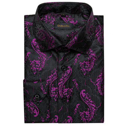HenanChoice Mens Jacquard Paisley Shirt Long Sleeve Luxury by zapcart