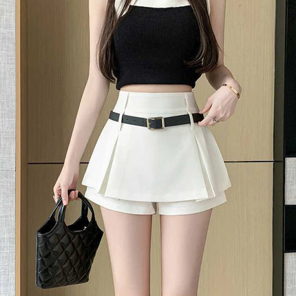 Xingqing Y2K Mini Skirt Women High Rise Pleated With Shorts by zapcart