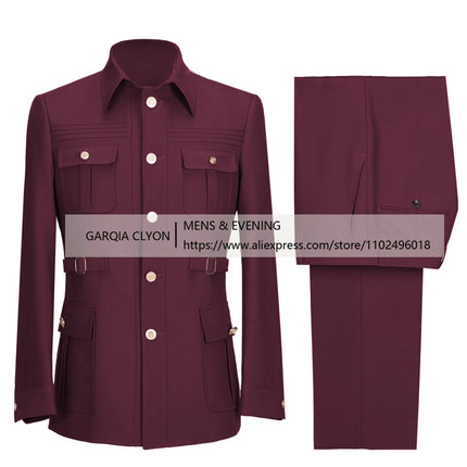 CN Jiangsu Men Suits 2 Piece Slim Fit Blazer Pants Business by zapcart
