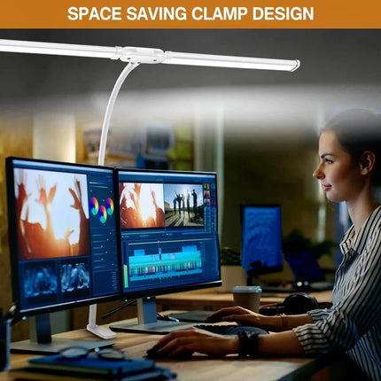 LED Desk Lamp Double/Single Head Architect Desk Lamps Office Eye-Caring Desk Light Stepless Dimmable Adjustable Gooseneck Lamp by zapcart