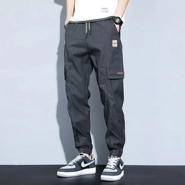 Mens Casual Drawstring Cargo Pants England Streetwear CN by zapcart