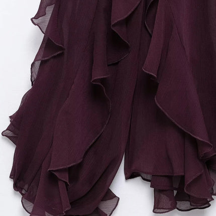 Tangada Women Wine Red Ruffles Shirt Oversized Long Sleeve by zapcart
