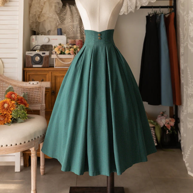 Voostao Victorian Lolita Midi Skirt Women Timeless Button by zapcart